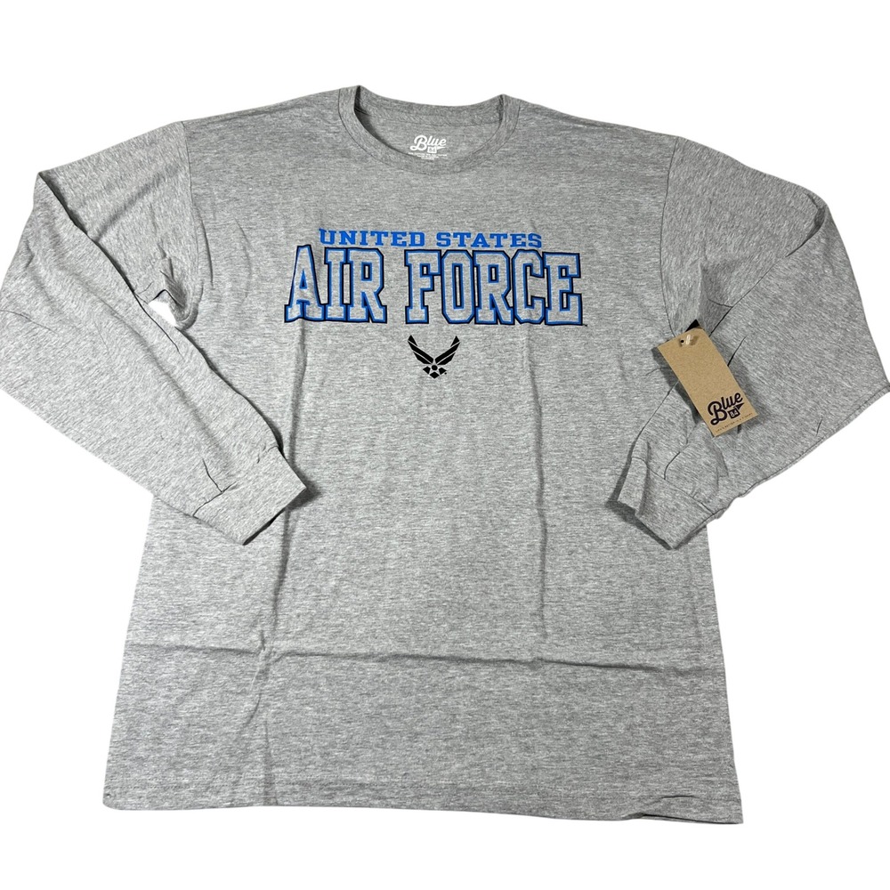 Blue 84 United States Air Force Long Sleeve Graphic T-Shirt Gray Mens Large NWT